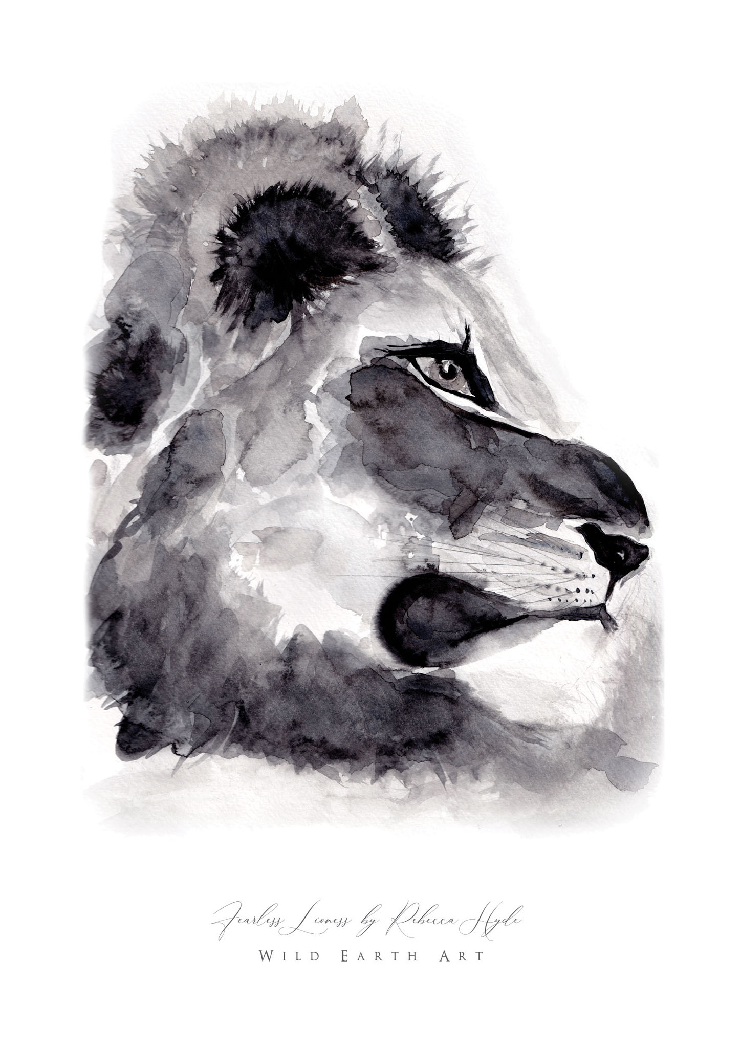 Lioness-Watercolour-Painting-Watercolour-Artist-Oxfordshire-Rebecca-Hyde-©-Wild-Earth-Art