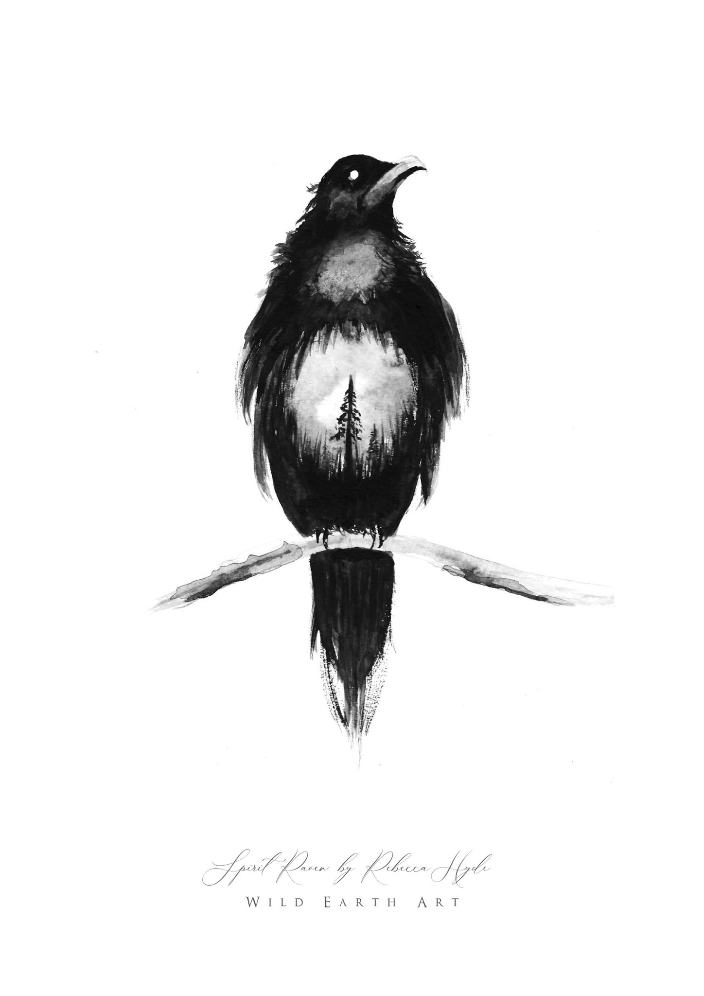 Raven-Watercolour-Painting-Watercolour-Artist-Oxfordshire-Rebecca-Hyde-©-Wild-Earth-Art
