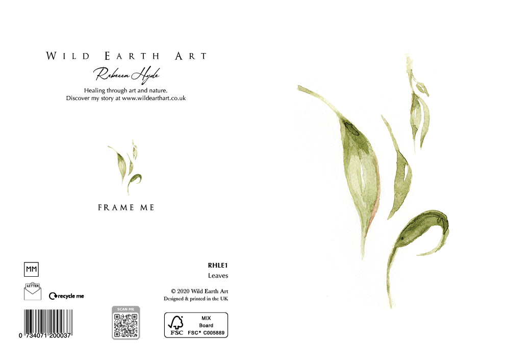 Watercolour painting greeting card. nature-inspired design from the Wild Earth Art collection by Rebecca Hyde. Wholesale Greeting cards, Watercolour Painting Artist - Greeting Card Art, Watercolour Painting Botanical, Nature and Animal Artist - Art